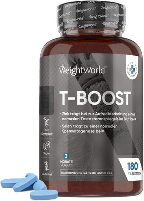 T Boost - 180 Testosteron Tabletten - Maca 400mg (10:1) Potenzmittel für Mann