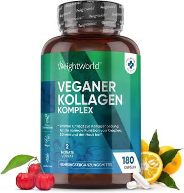 Vegan Kollagen Kapseln - Hyaluronsaure, Zink, Vitamin C & E, Resveratrol