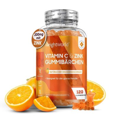 Vitamin C Gummibärchen - 200mg mit Zink Für Erwachsene & Kinder - Immunsystem & Kolla