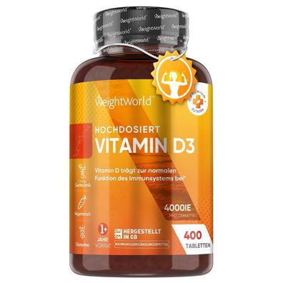 WeightWorld Vitamin D3 4000 IE - 400 Tabletten (1 Tablette alle 4 Tage)