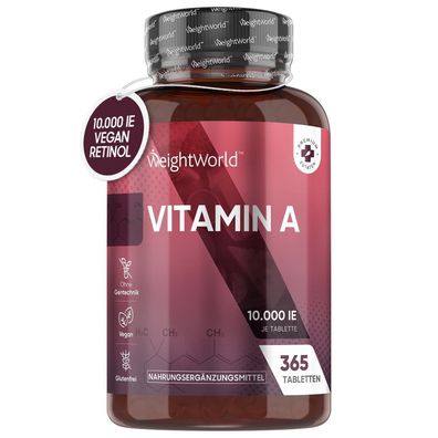 WeightWorld Augenvitamine - 730 Vegane - Hochdosiert 10.000 IE - Vitamin A Tabletten