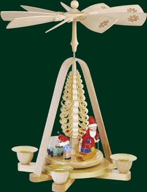 Tischpyramide Bescherung mit Weihnachtsmann Höhe= 28cm NEU Holzpyramide Tischdeko