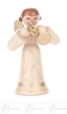 Engel mit Flügelhorn, langer Rock, natur H=ca 6cm NEU Weihnachtsfigur Holzfigur