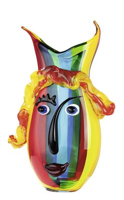 Gilde GlasArt Design-Vase "Rainbow" mit Gesicht mehrfarbig durchgefärbt und mundge...