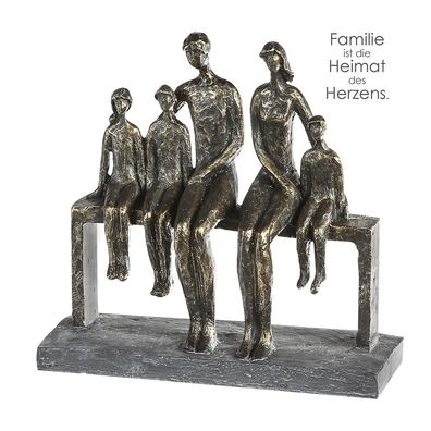 Casablanca Skulptur "We are family" Poly . bronzefarben Paar mit 3 Kindern auf ...