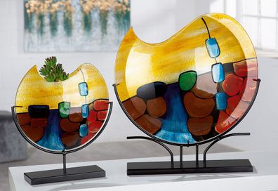 Gilde GlasArt Deko Vase "Murano" rund Glas mehrfarbig 39931