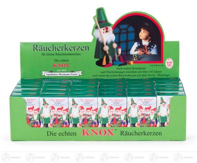 Zubehör Verkaufsdisplay KNOX Mini-Räucherkerzen Tanne, 30 Schachteln à 24 Stück