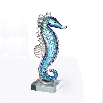 Casablanca Glasskulptur "Seepferdchen" Höhe 24cm blau/ klar 127039