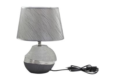 Gilde Lampe "Bridgetown" (Links) grau, silber, mit grauem Schirm Fassung E 27 ...
