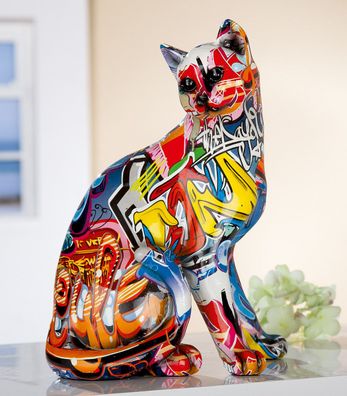 Gilde Katze "Pop Art" mehrfarbig H: 29 cm B: 23 cm Tiefe: 16 cm 36765
