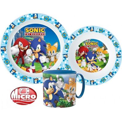 Sonic The Hedgehog Mikroplastik-Set mit Teller, Müslischale und Tasse