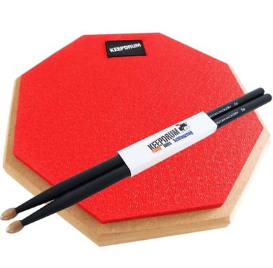 keepdrum DP-RD8 Practice Pad Rot 8 mit Sticks 5BB