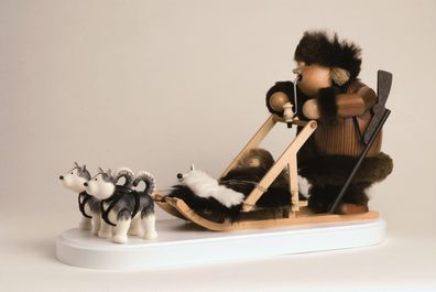 Räuchermann Eskimo mit Hundeschlitten BxTxH= 14x33x21cm NEU Rauchen Rauchfigur
