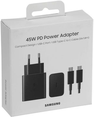 Samsung EP-T4510XBE 45W, 3A Netzteil Fast Charge PD Ladegerät, USB-C Kabel - schwarz