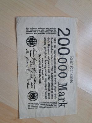 200000 Reichsmark Reichsbanknote Berlin German Empire Hyperinflation 1923