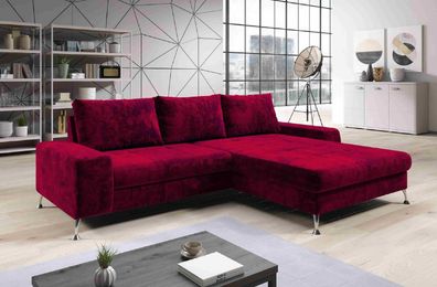FURNIX Sofa BOYLE Eckcouch L-Form Couch Schlafsofa mit Schlaffunktion KR 02 Rot