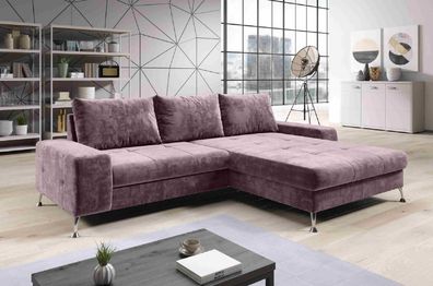 FURNIX Sofa BOYLE Eckcouch L-Form Couch Schlafsofa mit Schlaffunktion KR 27 Rosa
