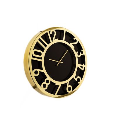 Almina Wanduhr in Schwarz/ Gold mit Ziffern ?60 cm moderne Uhr für Ihr Zuhause