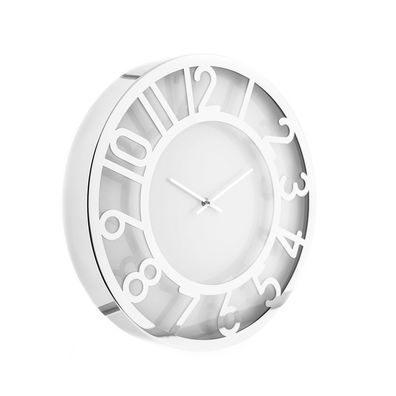 Almina Wanduhr ?60 cm mit Ziffern Weiß/ Silber moderne Uhr für Ihr Zuhause