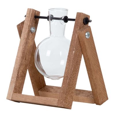Stecklingsständer - 1 Glasvase - Hydroponische Vase für Stecklinge - Holz