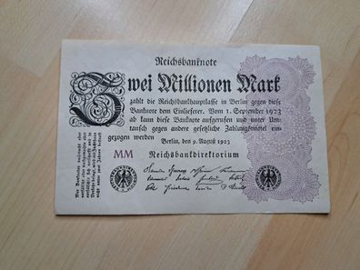 2 Millionen Reichsmark Reichsbanknote Berlin German Empire Hyperinflation 1923