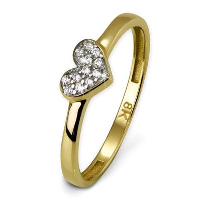 GoldDream 8 Karat Gold Ring Gr.54 Herz Zirkonia weiß 333er Gelbgold GDR503Y54