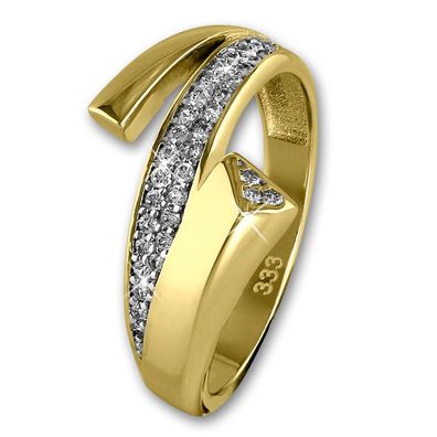 GoldDream Ring Damen Gr. 54 Glamour Gelbgold 8 Karat Zirkonia GDR513Y54