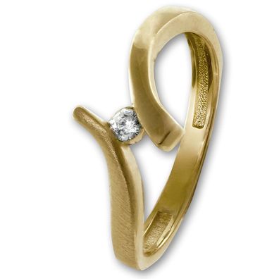 GoldDream Wave Ring weißer Zirkonia für Damen in der Größe 60 333er GDR531Y60