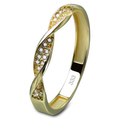 GoldDream Gold Ring Twisted Gr.56 Zirkonia weiß 333er Gelbgold GDR540Y56