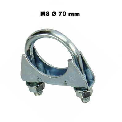 M8 x Ø 70mm Universal Rohr-Verbinder-Schelle Bügelschelle Auspuffschelle 911-970