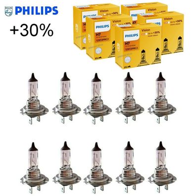 10x Philips H7 12V 55W Fernlicht Abblend 30% mehr -Licht Lampen PX26d 12972PRC2