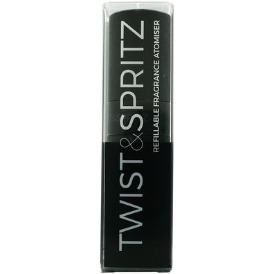 Twist & Spritz Refillable Atomiser Spray - Black 2 Metallic Brushed 8ml