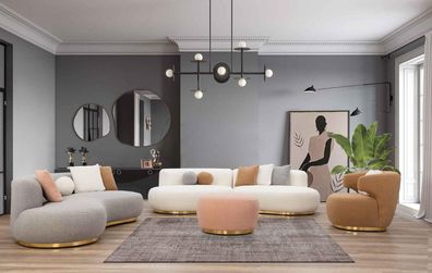 Luxus Rund Sofas Wohnlandschaft Villen Möbel Einrichtung Hotel Relax 4 tlg