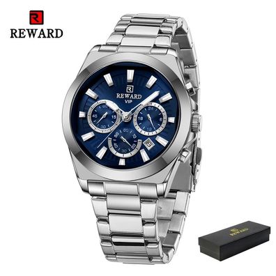 Quartz Watches for Men Business Stainless Steel Wristwatch Chronograph Luminous