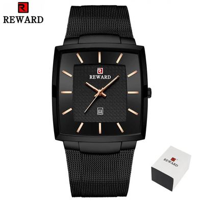 Men´s Wrist Watches Luxury Business Man Wristwatch Date Timer Alloy Mesh Square
