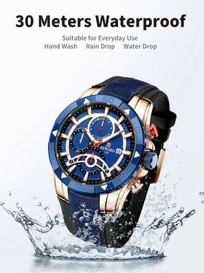 Men Quartz Wristwatch Silicone Band Alloy Case Waterproof Watches Luminous