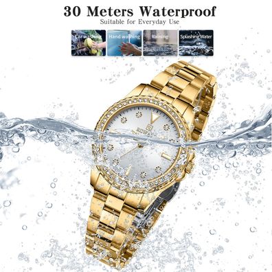 Women Watches SEIKO PC21 Luxury Wristwatch Waterproof Luminous Gold Quartz Wrist