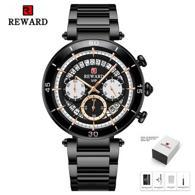 Men Quartz Watches Chronograph Sport Waterproof Wristwatch Stainless Steel Strap