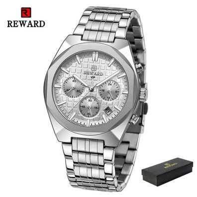 Busines Watches for Men Dress Wrist Watch Stainless Strap Chronograph Luminous