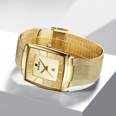 Men Gold Watch Luxury Business Quartz Watches Waterproof Stainless Steel Wrist