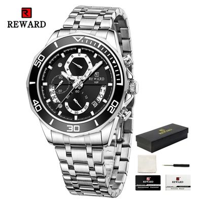 Mens Watches Business Stainless Steel Wristwatch Waterproof Luminous Chronograph