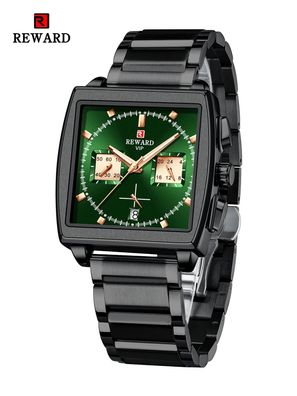 Quartz Watch Men Rectangle Wristwatch Men Luxury Chronograph Multifunction Business