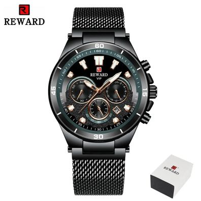 Men Wristwatch Luxury Waterproof Stainless Steel Watches Calendar Chronograph Wrist