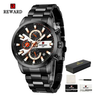 Men Wristwatch Business Stainless Steel Quartz Watches Luminous Chronograph Wrist