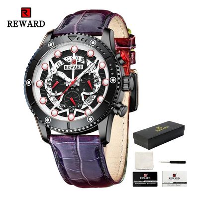 Men´s Quartz Wristwatch Sport Waterpoof Genuine Leather Alloy Watches Chronograph