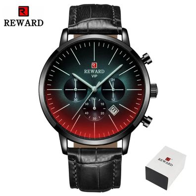 Men´s Watch Modern Chronograph Sport 24 Hour Watch Iridescent Crystal Color Bright