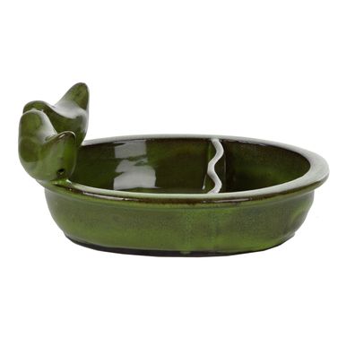 Stilvoll und funktional: Unsere 2 in1 Keramik-Futter- und Trinkschalen. Grün
