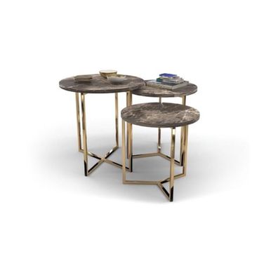 Designer 3x Marmor Beistelltische Luxus Wohnzimmer Tische Couchtische Tisch
