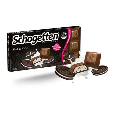 Schogetten Black and White mit gefüllte Alpenvollmilchschokolade 100g