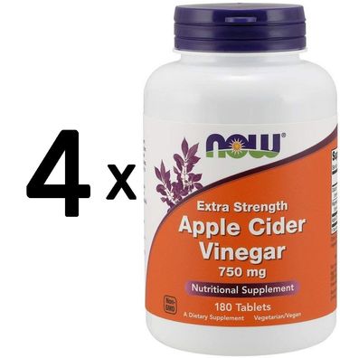 4 x Apple Cider Vinegar, 750mg Extra Strength - 180 tabs